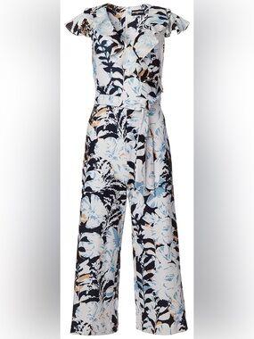 NWT Karl Lagerfeld Ruffle V Neck Jumpsuit